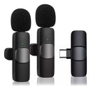Microfone Lapela Duplo Sem Fio 2 Em 1 Plug And Play iPhone Cor Android (tipo C)