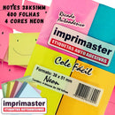 40 Blocos Recados Cole Fácil Neon 38x50mm 100 Folhas Cores: Rosa Azul Laranja Amarelo Imprimaster