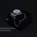 Relógio De Pulso Tecnet Relógio De Ponteiro Masculino Com Corpo Prateado, Para Masculino, Fundo Branco, Com Correia De Aço Inoxidável Cor Prateado, Bisel Cor Prateado E Pulseira