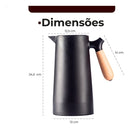 Vittak Garrafa Térmica Café 1 Litro Nórdica Cabo Madeira Mesa Posta Cor Preta