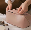 Necessaire Feminina Grande Maquiagem Cosméticos Bolsa Viagem Cor Rosa Desenho do tecido Liso Miran