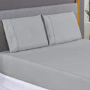 Jogo Lençol Queen Percal 400 Fios 3 Pçs Suave Ponto Pa Cinza