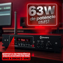 Receiver Potencia Amplificador 63w Rms TARAMPS THS 1000 Usb Sd Bluetooth Optico para Caixa de Som Acustica Passiva Ambiente Residencia Comercio Bar Eventos Audio Profissional Bivolt + Controle