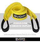Cinta de Reboque Budin - 10 Toneladas X 3m Cabo de Reboque para Caminhão, Trator e Máquinas Fita 100% Poliéster com Olhais Reforçados - Alta Resistência p/ Guincho, Arraste e Resgate Profissional