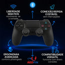 Controle Sem Fio Joystick Bluetooth Para Ps4 Videogame Tv Samsung Pc P4 Ps 4 Dual Shock Manete Pc Gamer Tv Smart Controle Bluetooth Sem Fio Celular Headset Com P2 - Marca Redfin