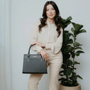 Bolsa Feminina Transversal Grande Cor Sobre Cor Cor Preto