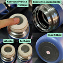 Kit Garrafa Térmica Vacuum Flask Set 500ml Com 3 Xícaras Cor Preto