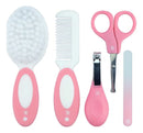 Kit Higiene Unha Infantil Bebê 5 Peças Pente Escova Cabelo Pimpolho Cor Rosa