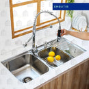 Kit cuba para cozinha pia dupla em aço inox com lixeira nukini e torneira gourmet munim prata Pingoo.casa