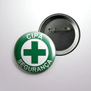 Kit 10 Bottons Broche Cipa Segurança Do Trabalho 3,5cm Cor Verde-escuro