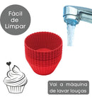 Kit 12 Formas Silicone Cupcake Forminhas Cupcake Bolo Muffin Cor Vermelho