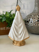 Nossa Senhora Aparecida 15cm Branca Perolado Dourado Gesso Branco Perolado E Dourado
