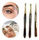 Pinças Solingen Dourada Reta Chanfrada Ponta Agulha Kit C/3