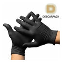 Luva Nitrílica para Procedimento Não Cirúrgicos Sem Pó Preta M Descarpack com 100 Unidades