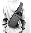 Bolsa Bag Pequena Masculino Couro Tiracolo Transversal Ombro Cor Cinza-escuro