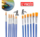 Kit 12 Pincéis Artesanato Pintura Ponta Fina Redonda E Chato Gurumania