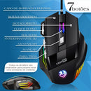 Mouse Gamer Para Jogo 3.200 Dpi Óptico Com Led Rgb Usb 7 Botões 4 Velocidades Dpi Ergonômico Casenn Preto
