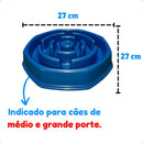 Comedor Cachorro Grande Interativo Lento Pote Ração Água Tigela Cor Azul