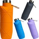 Garrafa De Água Silicone Dobrável Retráti Laranja - Tampa Inox