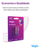 Pilha recarregável AAA Elgin Recarregáveis 82171 Cilíndrica - kit de 3 unidades