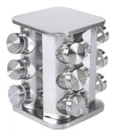 Porta Tempero Giratório Inox 12 Potes Vidro Dosador Cozinha