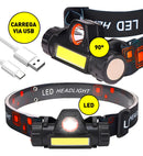 Lanterna Cabeca Testa Capacete C/ Foco Recarregavel Usb, Led Cor da lanterna Branco Cor da luz Branco