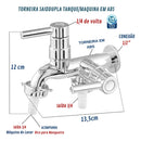 Torneira Tanque Maquina De Volta Super Luxo 2 Saídas Acabamento Cromado Cor Prateado
