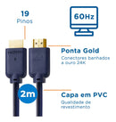 Cabo Hdmi 2.0 4k Blindado 2m Ponta Gold 60hz Aquário