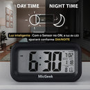 Relógio Digital Despertador Mesa Cabeceira Quarto Idoso Cor Preto MICGEEK