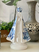 Nossa Senhora Aparecida Manto Floral Azul 20 Cm Azul E Branca