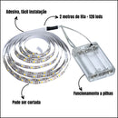 Fita Led Cordão 2 Metros Dupla Face Smd2835 Pilhas Aa 120led Cor da luz Branco-quente 3528