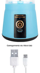 Mini Liquidificador Portatil Shake Juice Cup + Cabo Usb Cor Azul