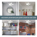 Ventilador de teto silencioso com 6 aspas, 3 velocidades, lâmpada LED, branco, 40W, Kaprot