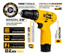 Parafusadeira Furadeira The Black Tools TB12A 3/8 a Bateria Cor Amarelo Frequência 60Hz
