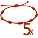 Kit 5 Pulseiras Vermelhas 7 Nós Ajustáveis em Seda Proteção, Equilíbrio e Energia Positiva Inspiradas Kabbalah Acessório Unissex para Presente e Uso Diário com Design Artesanal