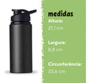 Squeeze 600ml Garrafa Alumínio Fitness Água Academia C/ Alça Cor Preto