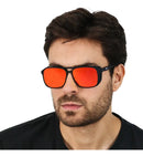 Óculos Masculino Steampunk Com Proteção Na L Laranja espelhado