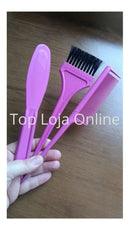 Kit Rosa Cumbuca Pincel Pente Espátula Piranhas E Luvas - Sortida