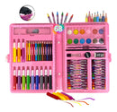 Estojo Maleta Kit Escolar 68pçs Cor Azul Canetinha E Lap Rosa