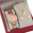 Relógio Feminino Original + Kit Colar E Brincos Fo Modelo 3