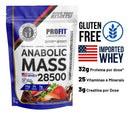 Hipercalórico Anabolic Mass 28500 - 3kg - Profit Labs Sabor Chocolate com Morango