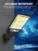 Mini Luminária Solar Goldensky Poste Rua Parede Refletor 108 Cob Sensor luz branca fria Cor Preto
