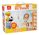 Super Kit Pintura Safari C/ 4 Telas + Cavalete + 6 Tintas