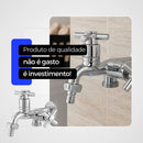 Torneira Maquina Tanque Cromada Duas Saidas Abs 1/4 De Volta Prateada