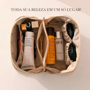 Necessaire Feminina Organizador Maquiagem Viagem Blogueira Cor Rosa Claro Desenho do tecido Liso