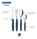 Jogo De Talheres Inox Faqueiro 24 Peças Tramontina Ipanema A Cor Azul