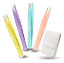 Kit 4 Pinças Para Design Sobrancelha Profissional Com Estojo Cor Coloridas - Sem Escrita
