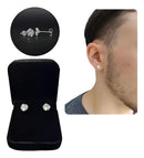 Brinco Masculino De Prata Pura 925 Diamante Sintético 7mm Cor Prateado