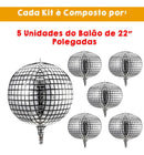 5 Balao Globo Discoteca Metalizado 4d Bexiga Festa Balada
