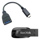Pendrive 64gb Sandisk Ultra Shift 3.0 + Adaptador Usb Tipo C Liso Preto